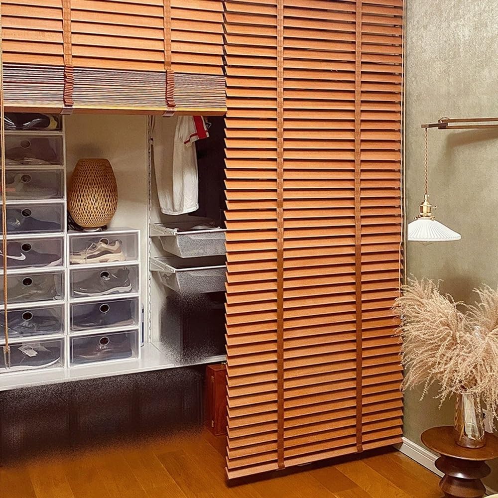 Tenda veneziana in legno, 130 x 22 cm, per interni, orizzontale, per proteggere la privacy e il sole, facile montaggio a parete/soffitto, disponibile in 120/130/140/150 cm