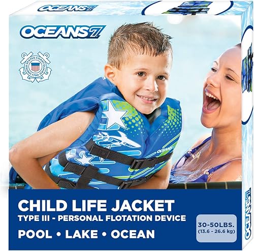 Miniatura 1 de Oceans 7 US Coast Guard Approved Life Jacket for Infant, Kids, Youth,  Type II & III Vest, Personal Flotation Device