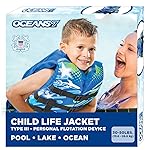 Oceans7 US Coast Guard-Approved, Type III - Kids Life Jacket - Personal Flotation Device with Comfortable Flex-Form-Fit Open-Sided Design - Blue/White