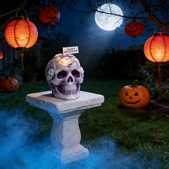 T-shin Skull Scented Candle,Soy Wax,Freesia,Halloween Decor,5 oz