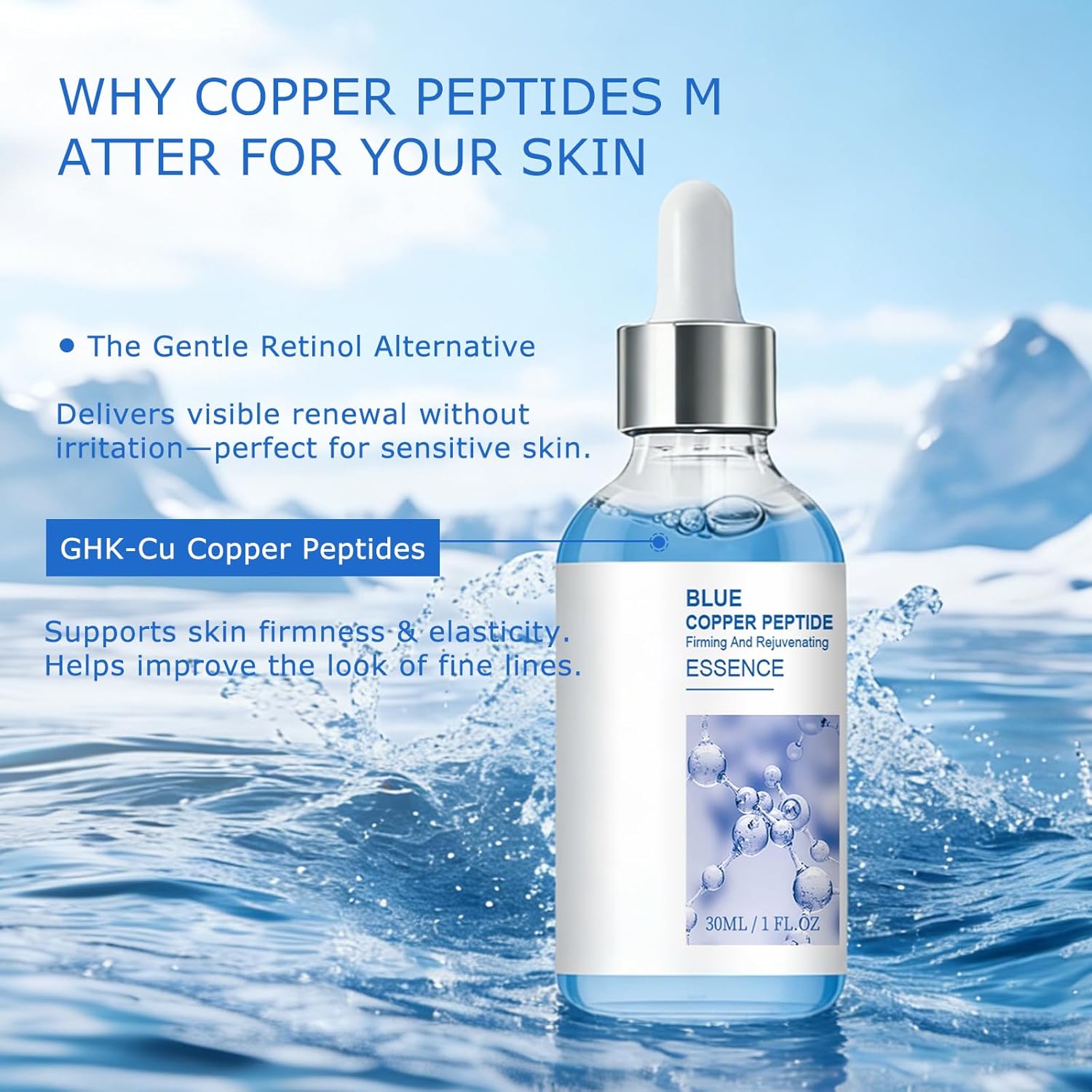 GHK-Cu Peptide Anti-Aging Serum – Gentle Copper Peptide Complex for Retinol Alternatives – Calming Post-Shave & Post-Wax Relief – Ideal for Sensitive Skin & Minimalist Routines (2-PACK)