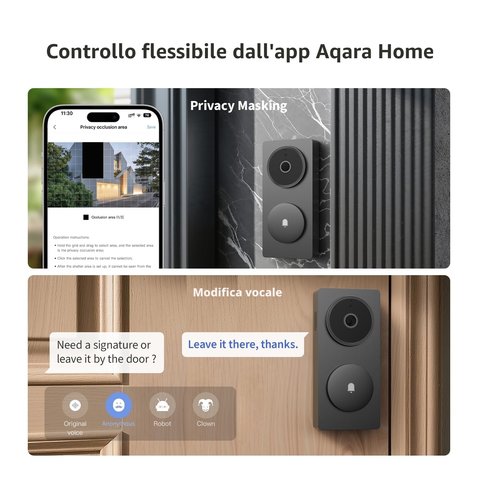 Aqara 2K Video Campanello G410 con Suoneria, HomeKit Secure Video, Hub Matter Integrato, Wireless/Cablato, Compatibile con Apple Home, Alexa, Google, Home Assistant, Wi-Fi 2.4 G/5GHz, Nero