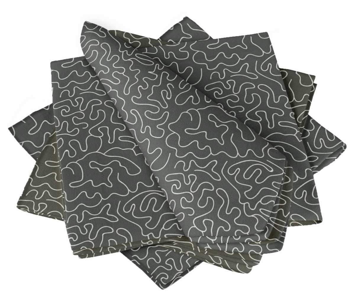 Serviettes de table abstraites S4Sassy lot de 6 serviettes lavables en tissu gris 45x45 cm