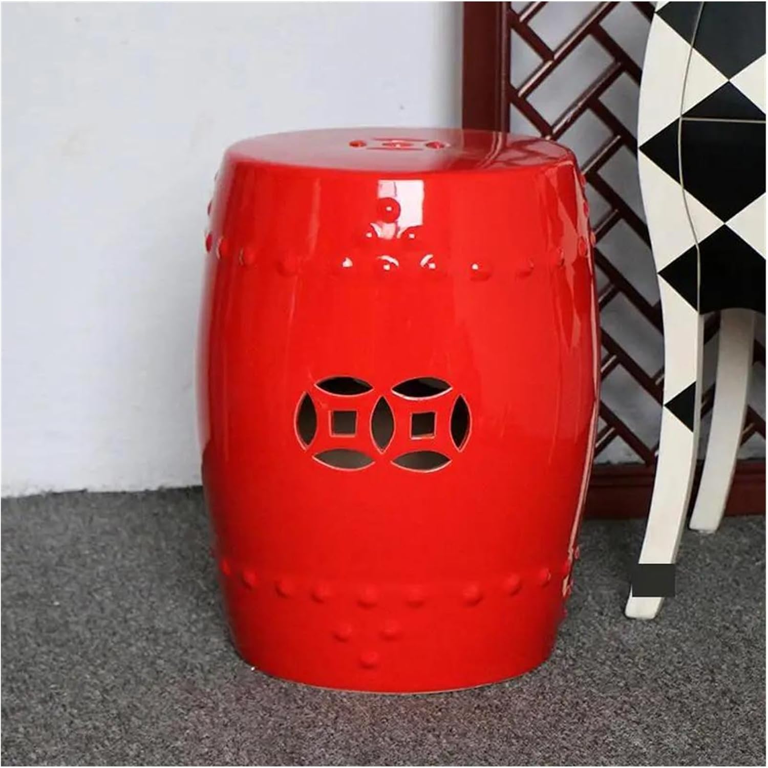 Decorative Garden Stools, Country Shoe Change Stool Flower and Bird Ceramic Drum Stool Flower and Bird White Glazed Porcelain Ceramic Stool(10)