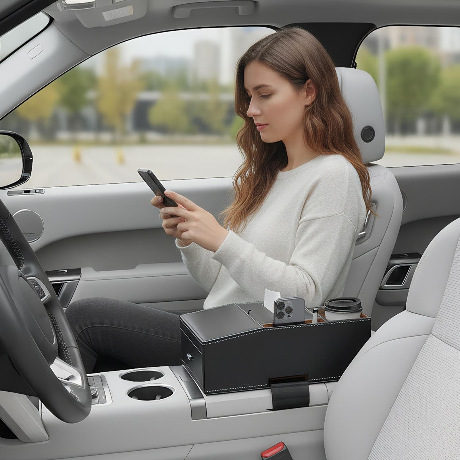 Organizador De Caja De Almacenamiento Para Apoyabrazos De Coche | Distribuidor Multifuncion,Organizador De Consola Central Auto Con Soporte De Vaso - Para Vehículo Teléfono Y Accesorios De