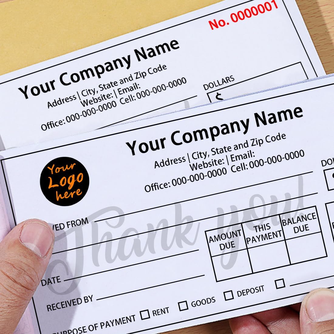 Personalized Invoice Book Custom 2 Part/3 Part Receipt Book Quote Estimate Order Forms Carbonless Form with Your Company Name Logo Address,2-10 Books (Style 2)