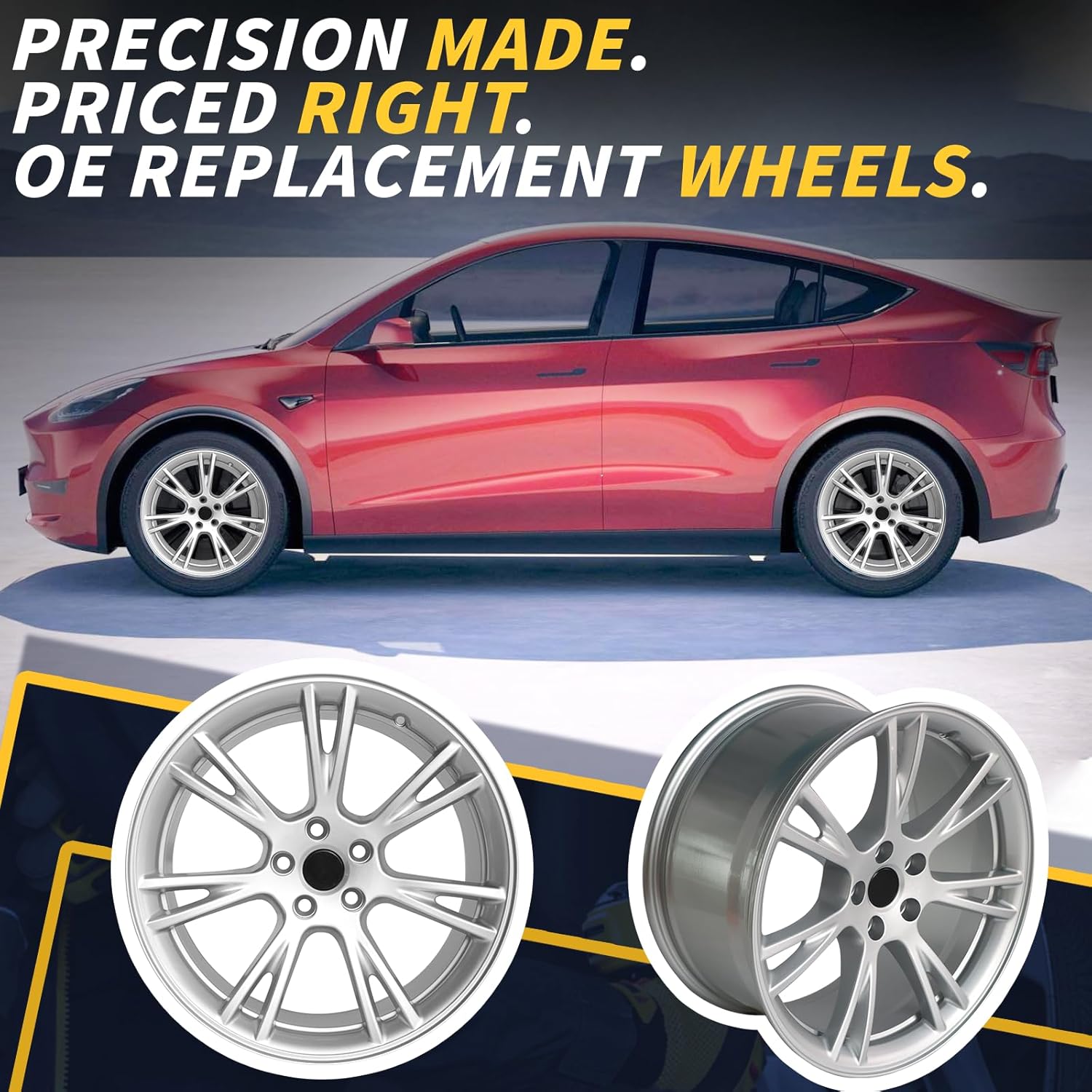 New 19x9.5"" 19 Inch Premium Aluminum Alloy Wheel Rim Fits for 2017 2018 2019 2020 2021 Tesla Model 3 2020 2021 2022 2023 Tesla Model Y, ALY96958U20N, Silver, OEM Wheels