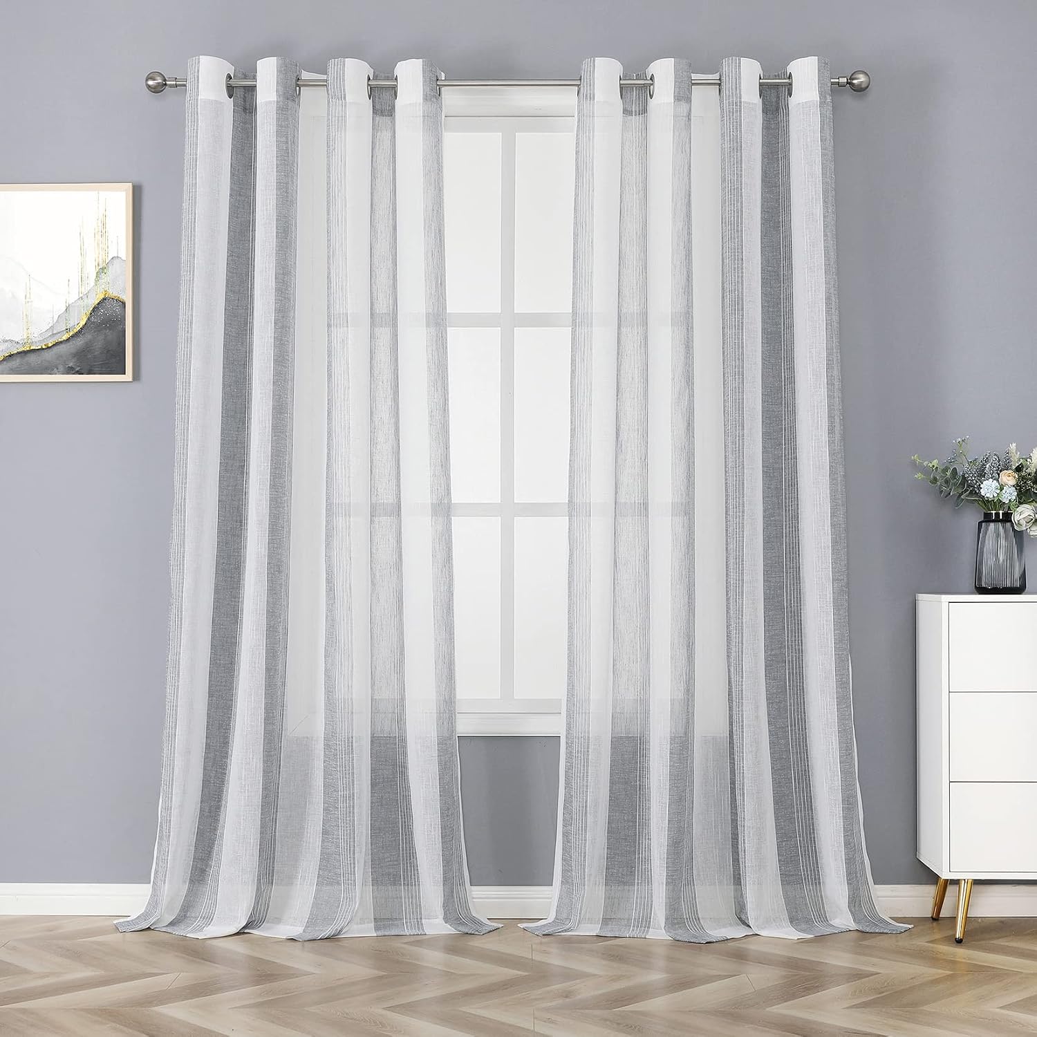 Grey And White Striped Curtainsnull