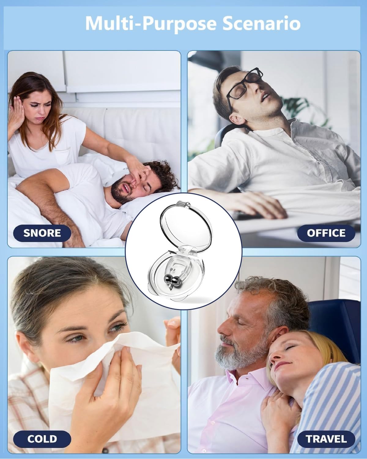 4PCS Clip Nasal Antirronquidos, Respirador Nasal Magnetico, Pinzas para la Nariz, Antironquidos para Dormir