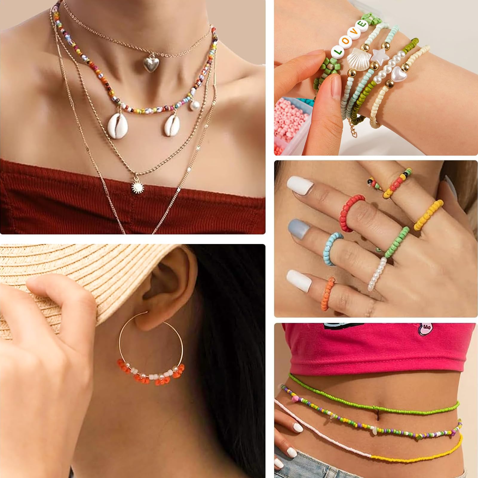 Naler Cuentas De Colores 3mm Mini Cuentas Y Abalorios Cristal Para DIY Pulseras Collares Bisutería (24 Colores