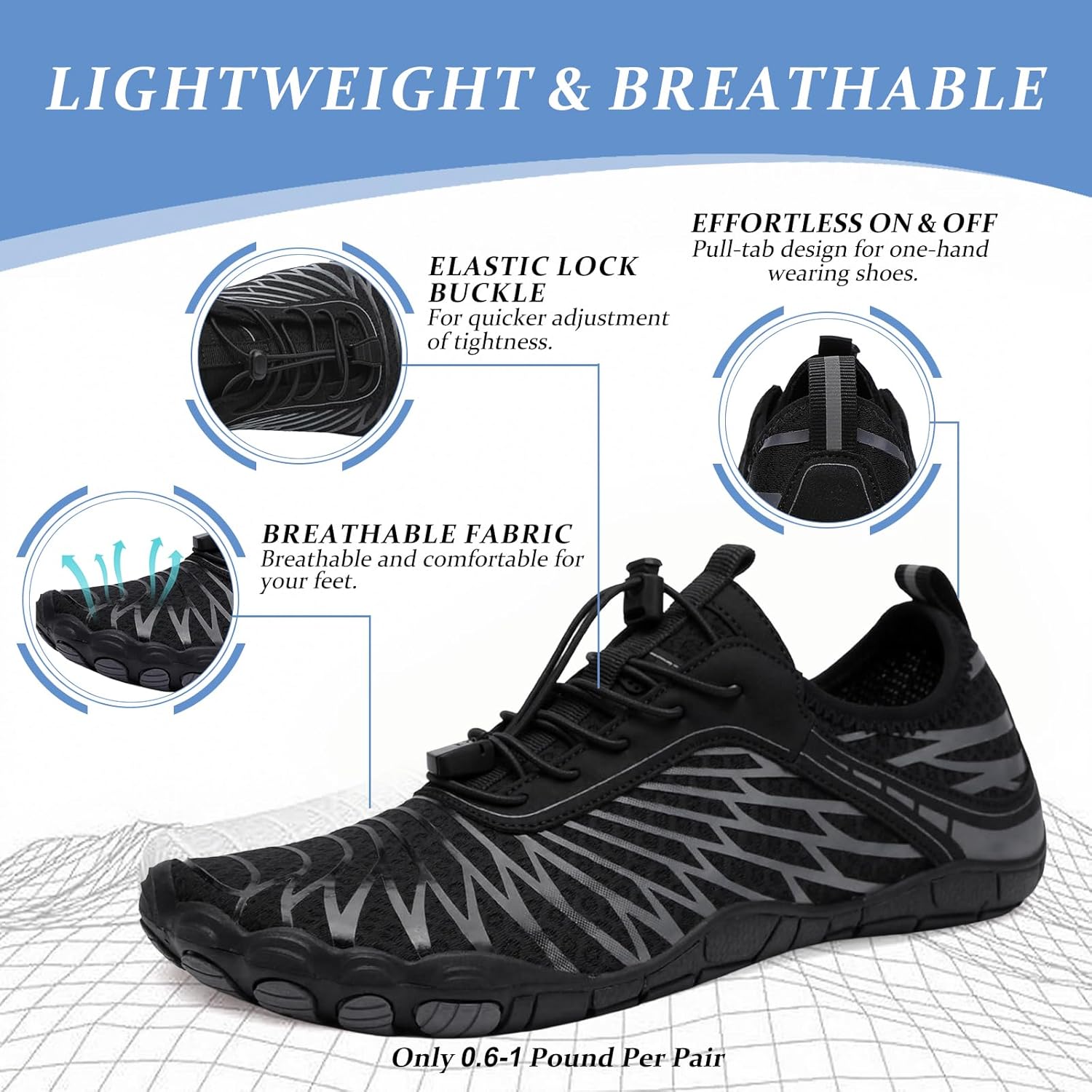 Barefoot Shoes for Women & Men, Grounded Walking Hiking Barefoot Shoes, Wide Toe Box Non-Slip Water Athletic Footwear, Comfortable Vitality Barefoot Footwear, Trail Running Sneakers Unisex - Image 2