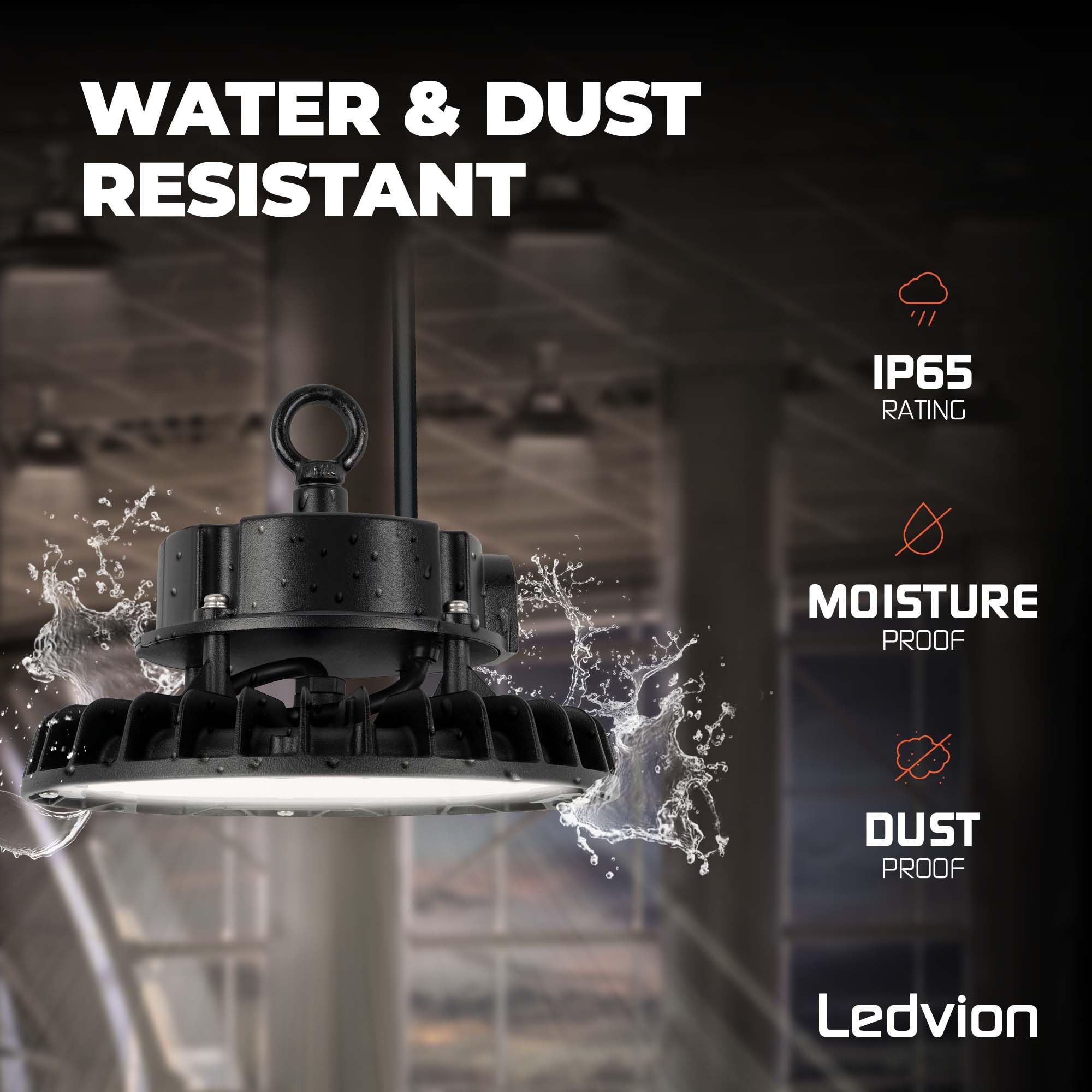 Ledvion - Sterownik LED High Bay 100 W, możliwość ściemniania, 175 lm/W, 17.500 lm, 3000K, IP65, 5 lat , lampa UFO