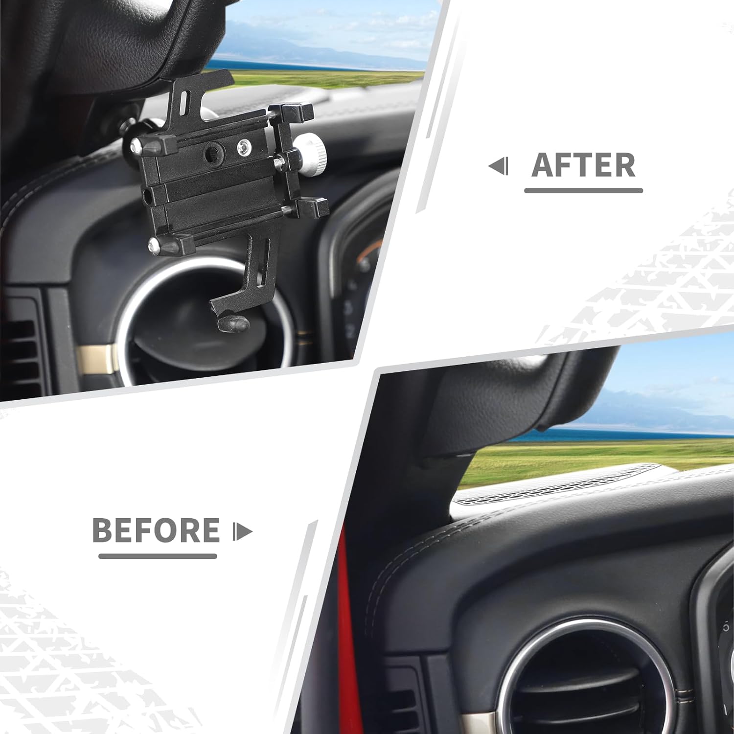 JeCar Grab Handle Phone Mount for 2024+ Jeep Wrangler JL JLU & Gladiator JT A-Pillar Adjustable Metal Cell Phone Holder