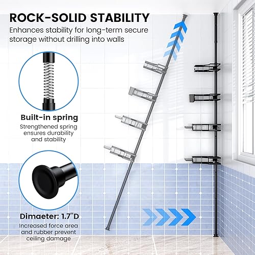 Miniatura 3 de Aitatty Estante organizador de baño para ducha estante de ducha autoadhesivo con soporte para champú y jabón, organizador de baño inoxidable