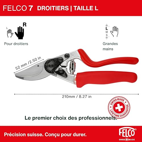 Felco Pruning Secateurs Model 7 Professional Large Right Hand Ergonomic Rotating Handle Hardened Steel Blade Floristry Garden Horticulture Vineyard Bonsai Topiary Olive Grove Swiss Precision - 2