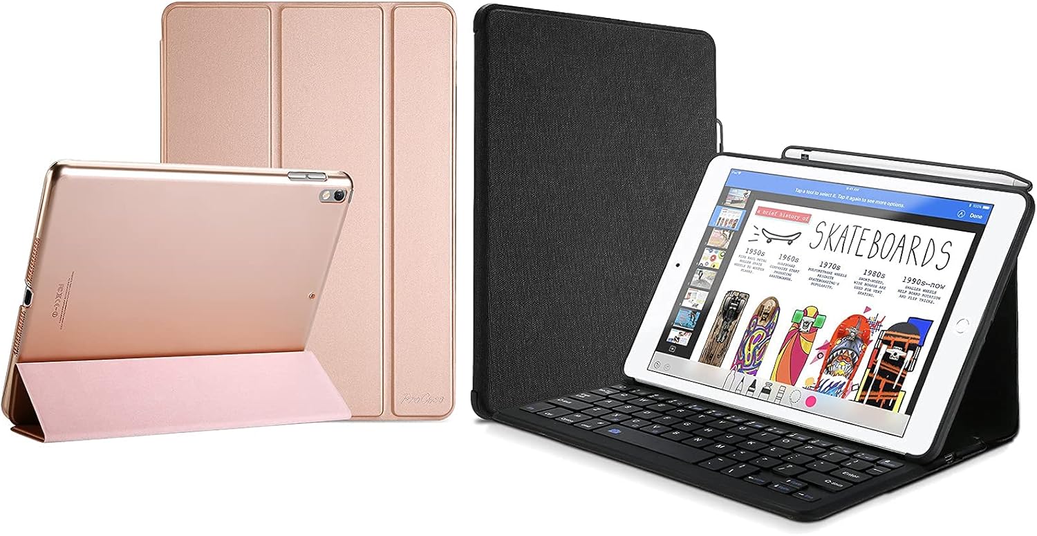ProCase iPad Air (3rd Gen) 10.5" 2019 / iPad Pro 10.5" 2017 Ultra Slim Case Bundle with Keyboard Case for iPad Air 10.5" (3rd Gen) 2019 / iPad Pro 10.5 2017 with Built-in Apple Pencil Holder