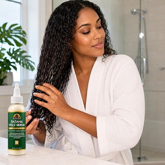 OKAY Batana Anti-Frizz Hair Serum 4 oz Batana & Argan Oil Hair Serum for Frizz Control, Shine & Smooth Hair Lightweight Leave-in Treatment for Dry, Damaged & Curly Hair