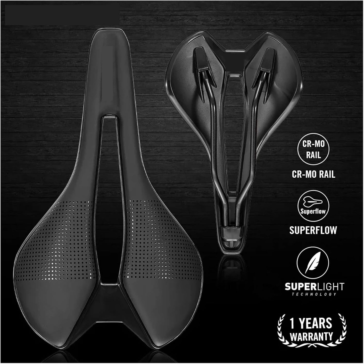 Ultralight Bike Saddle - Leather & PU Fiber Soft Cushion, CR-MO 7 * 7 Rail, for Road MTB Racing Bicycles