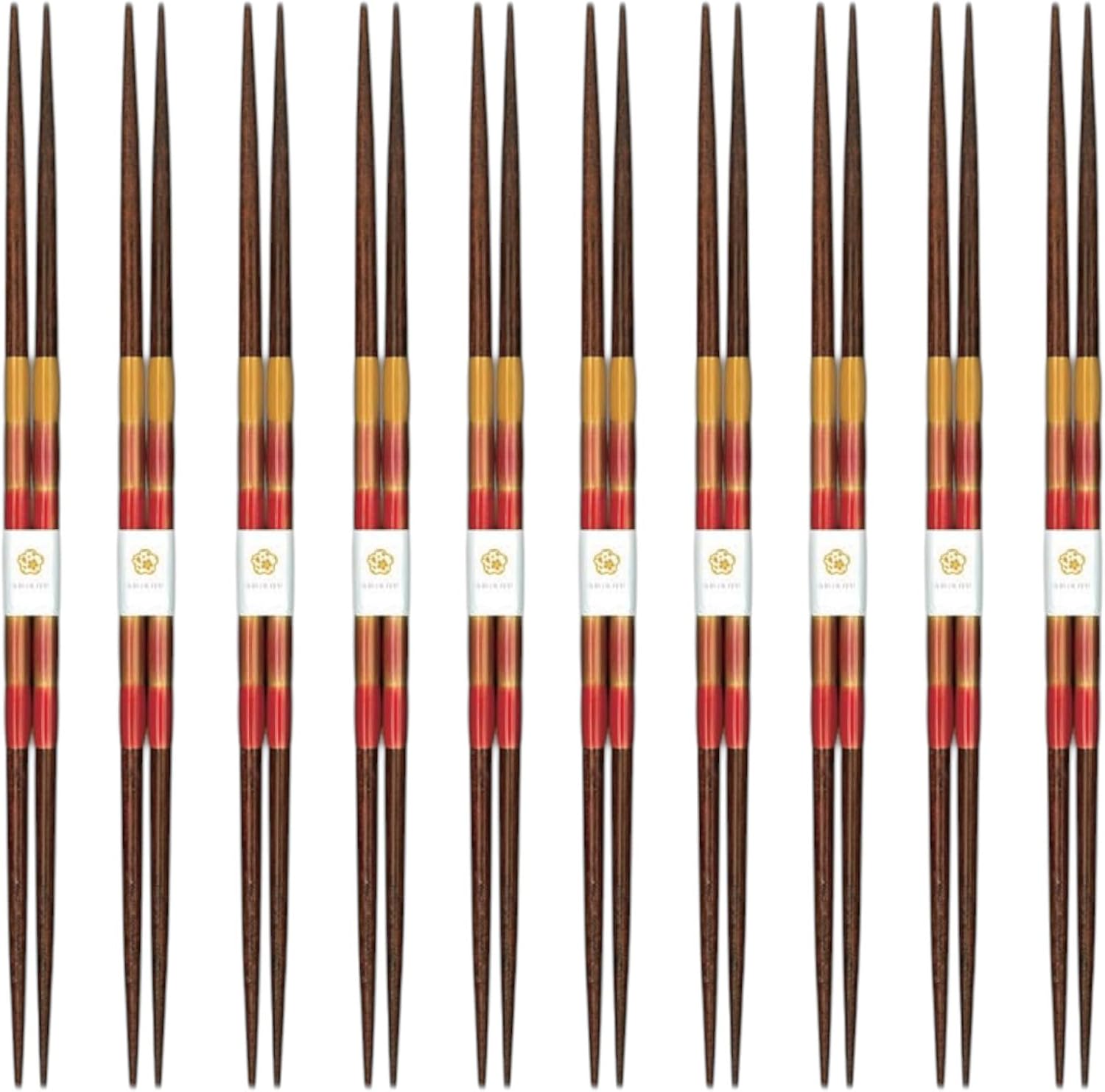J-kitchens Set of 10 Chopsticks, Bento Box, Picnic, Excursions, Sports Events, Guests, Wooden, Dragonfly, Glossy, Tea Dye, Orange, 11.0 inches (28.0 cm), Dishwasher Safe, Made in Japan