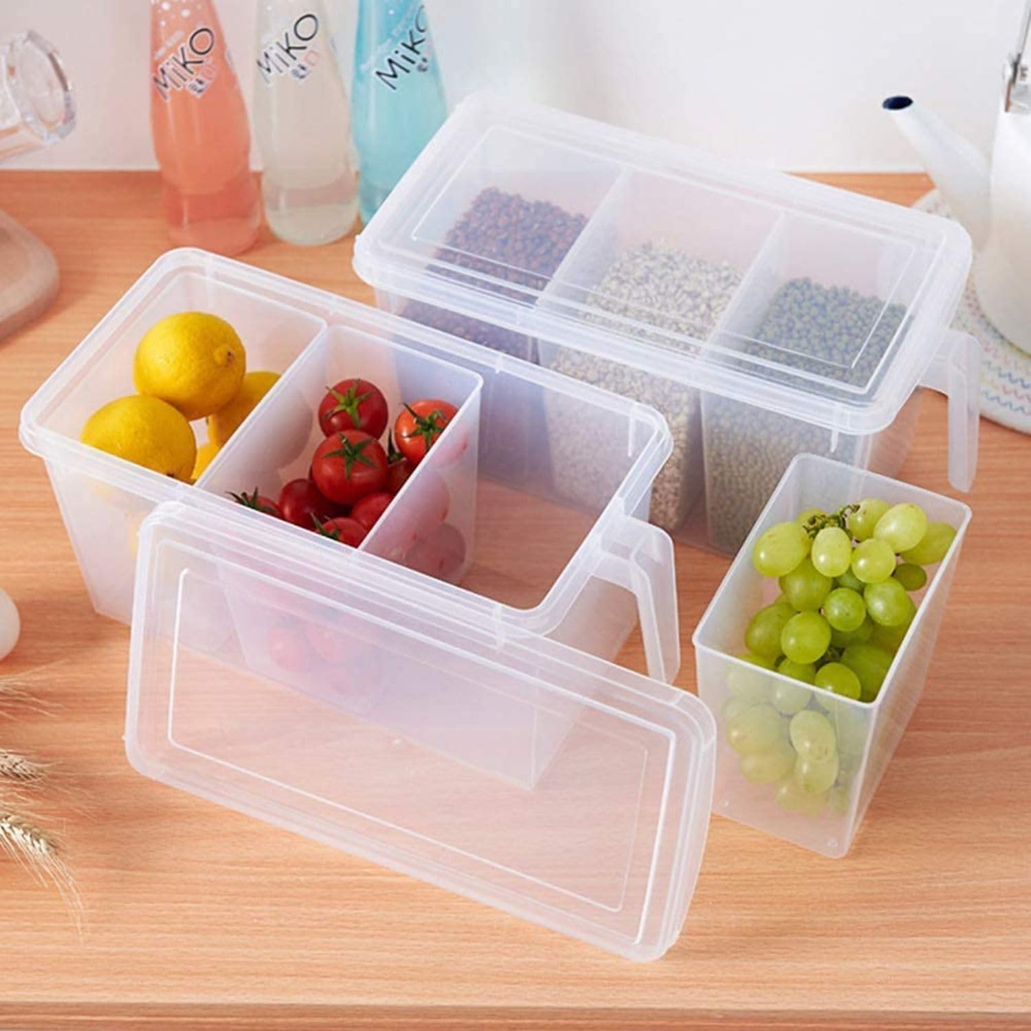 PRUVAVE Fridge Storage Boxes with Lid and 3 Bins, Fridge Organizers Storage Box Set, Fridge Storage Containers 5 Liters (Pack of 2) (B0BY2N29NS) Amazon Price History, Amazon Price Tracker