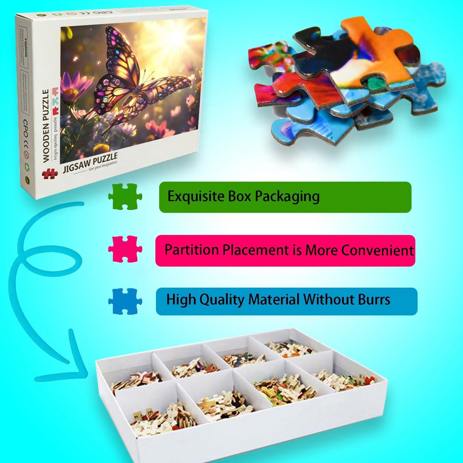 Puzzle motylkowe, 1500 elementów, trudne puzzle, drewniane puzzle dla całej rodziny, zestaw "zrób to sam" dla dorosłych, nadają się jako dekoracja ścienna, prezenty dla kobiet, temat: Sen 8p-584