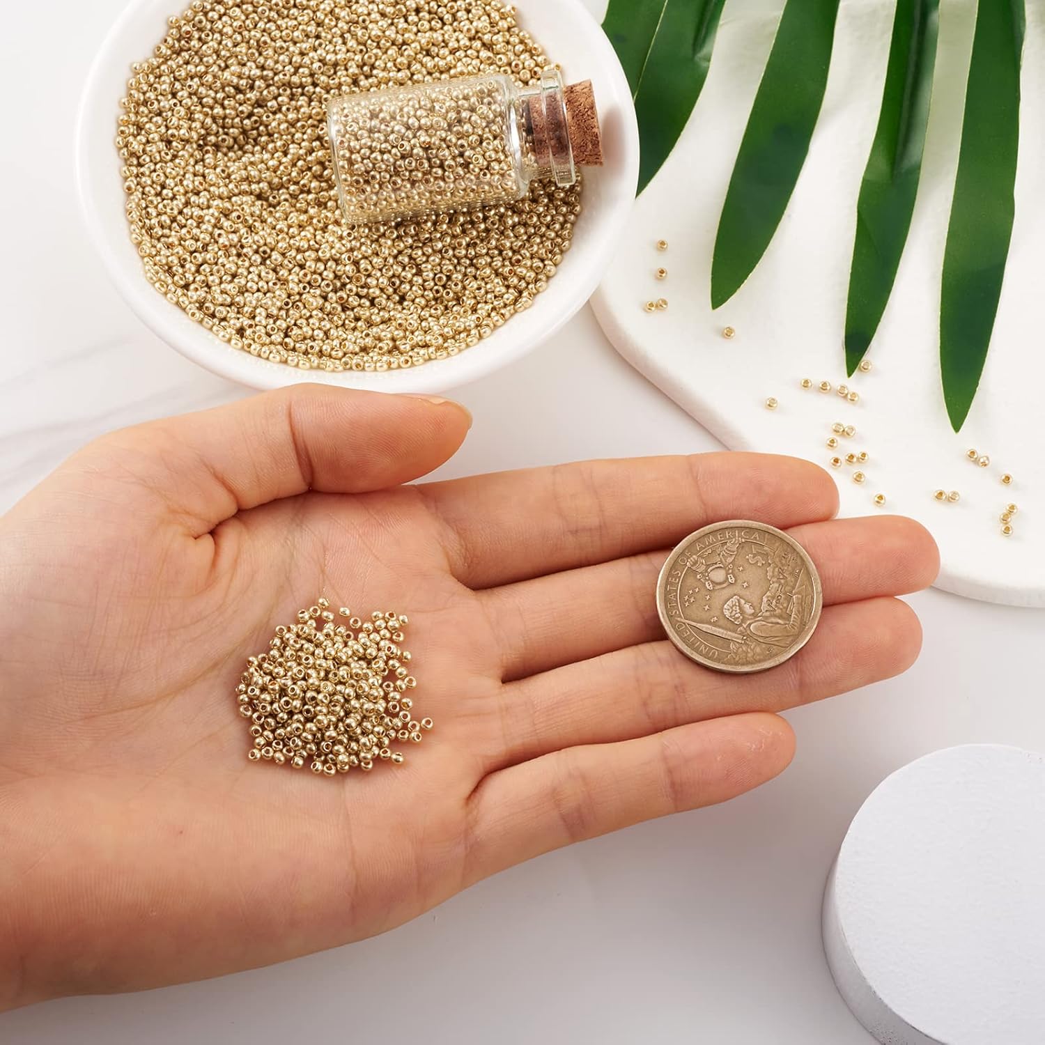 Craftdady 12/0 Golden Glass Seed Beads 2mm About 5000Pcs Metallic Small Round Pony Loose Spacer Beads for Jewelry Making Hole: 0.5mm - Image 4