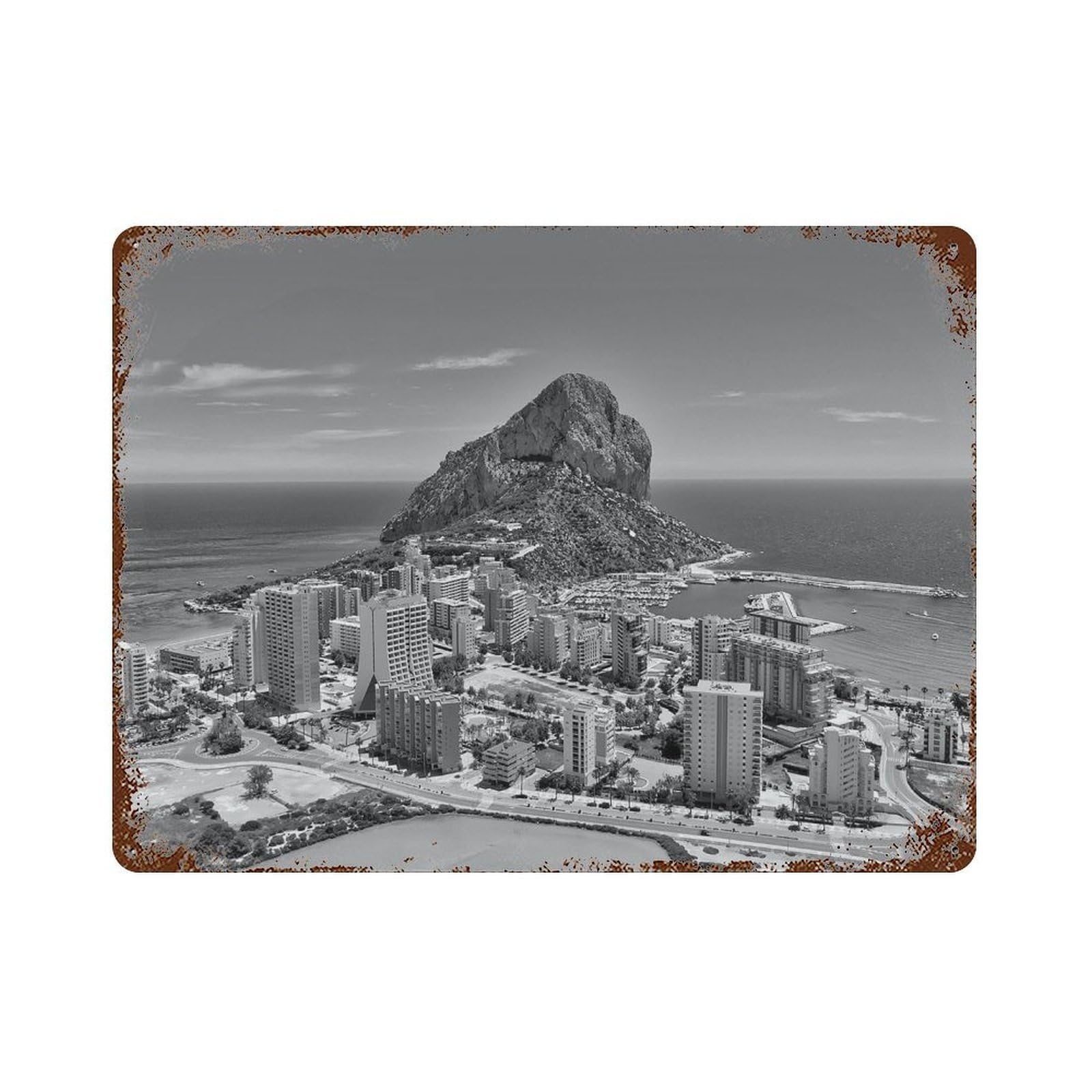 xiaoxiaoshen Black And White Alicante Photo Decor Spain Wall Decor Art Metal Tin Poster Modern Home Decor Art Home Bar Shop Decorations Vintage Sign 30x40cm