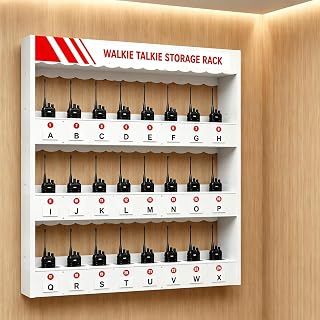 Wall Mounted Walkie Talkie Holder with Number, Universal Walkie Talkie Charging Storage Rack for Office/Hotel/Warehouse/Security, 5/8/10/15/16/24/32-Slot(24hole)