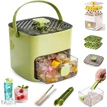 2026 New 2-in-1 Large Capacity Ice Maker & Storage Bin Set, Portable Ice Maker with Lid and Storage Box 48 Cubes, Easy Press Release Ice Cube Tray with Tongs for Cocktails and Drinks B