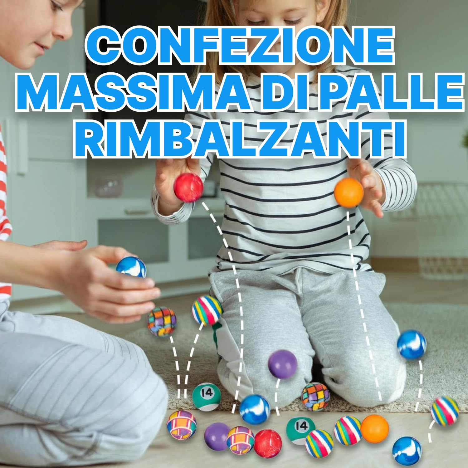 Bedwina Palline rimbalzanti sfuse - (27 mm) Assortimento di palline rimbalzanti ad alto rimbalzo, palline rimbalzanti in gomma colorate e piccole per bambini, confezione da 36 pezzi