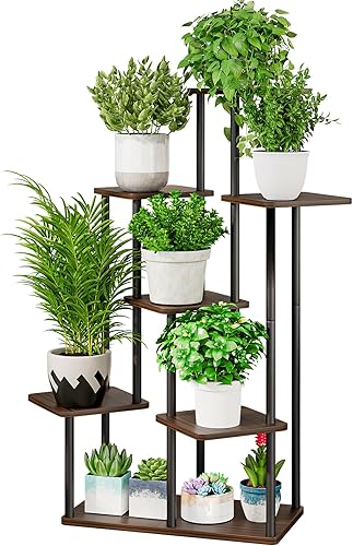 AZERPIAN Soporte para plantas de 7 niveles para interiores, estante de flores de metal para múltiples plantas, soportes altos de flores de esquina