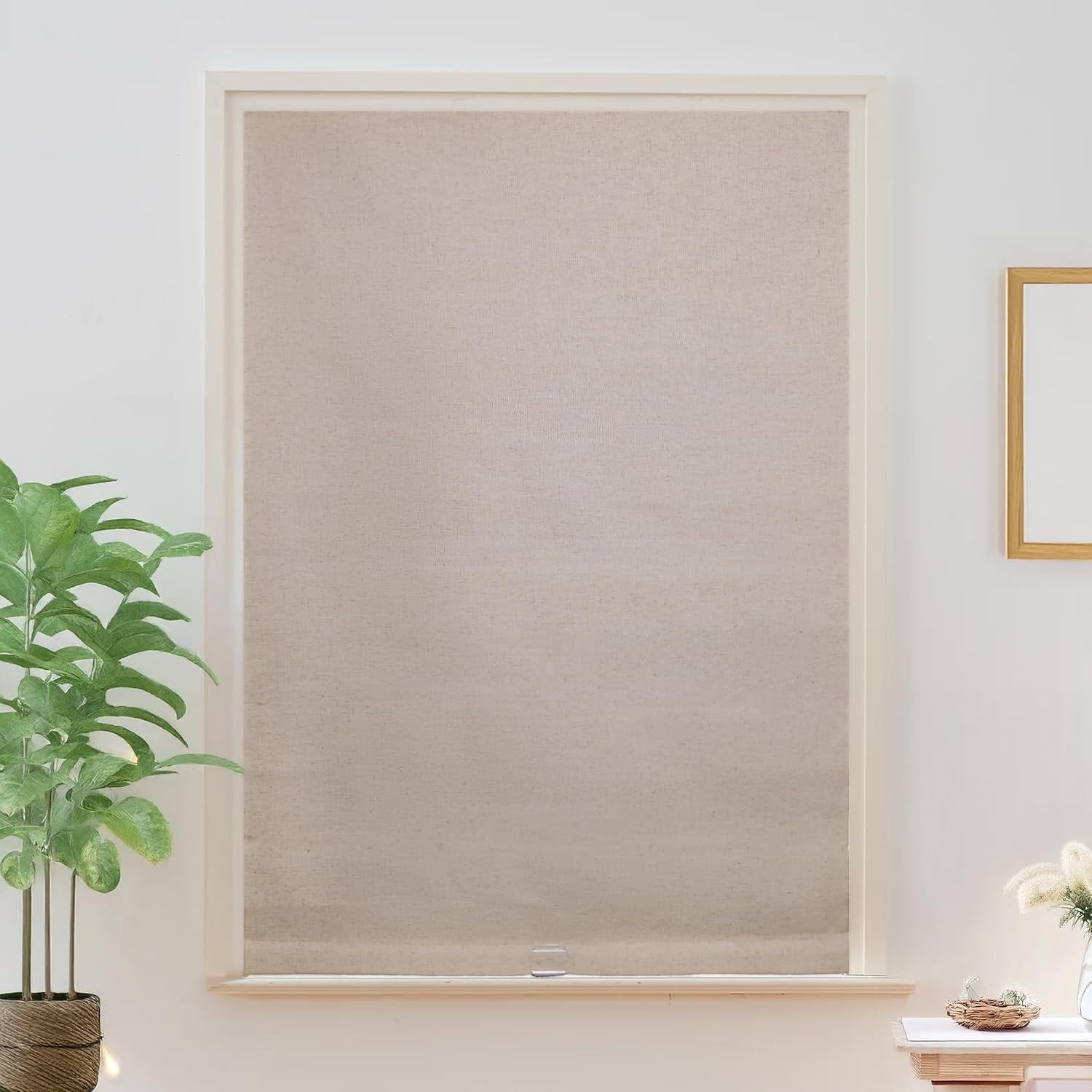 Lily Linen Day Night Roman Shades for Windows, Dual Layer Custom Cordless Roman Blinds Blackout Light Filtering Window Shades for Living Room Bedroom Kitchen