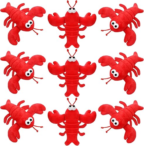Paquete de 9 muñecos de peluche de langosta con forma de langosta de peluche, suaves y pequeños, adornos colgantes para llaves, bolso, mochila,