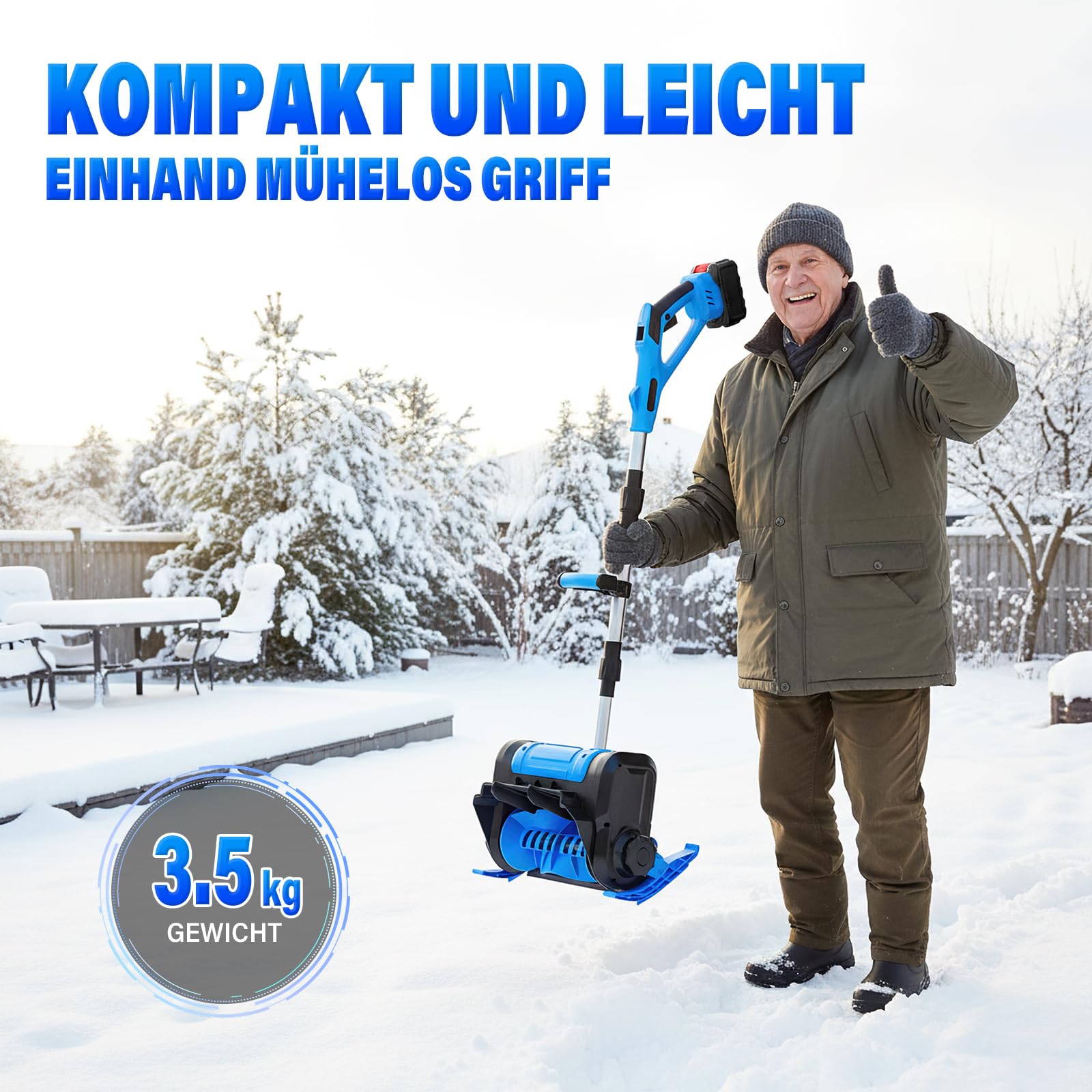 Akku Schneefräse für Makita 21V Batterie, Elektrische Schneefräse (1000W kabellos Schneebürste bis Arbeitsbreite 30 cm, Auswurfweite 8.5m, max.Räumtiefe 17cm, 45° Einstellbar) ohne Akkus