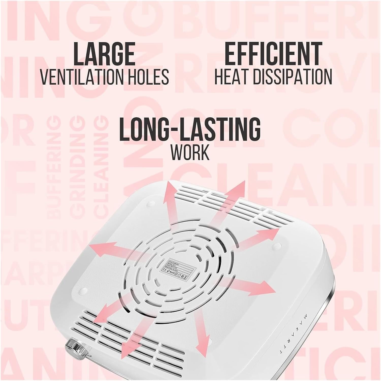 Nail Dust Collecting Machine, Rechargeable Nail Dust Collector with Reusable Filter, Electric Nail Cleaner, Vacuum Cleaner for Nail Studio and Home