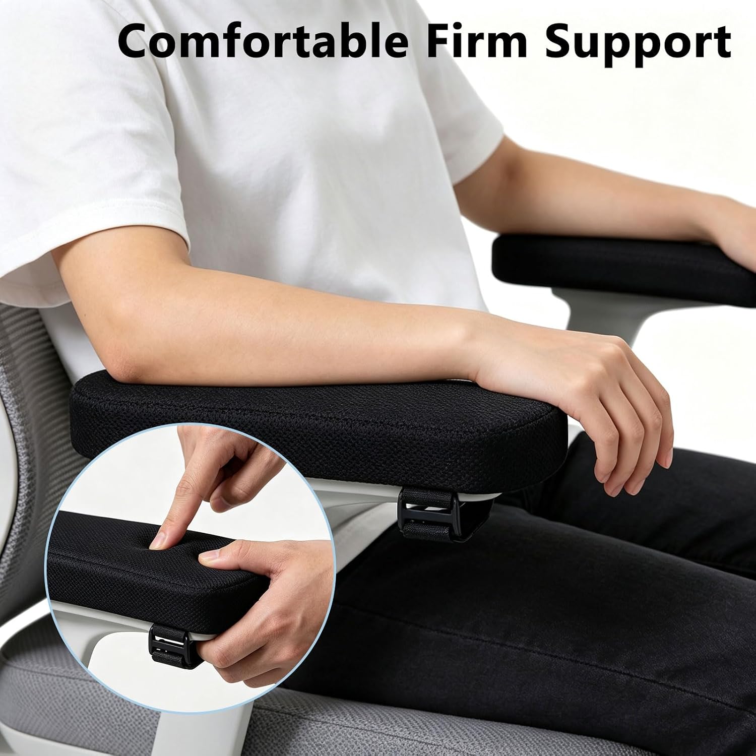 Office Chair Arm Pads, Breathable Linen Cover, 9.5" × 3.2" × 1.2"