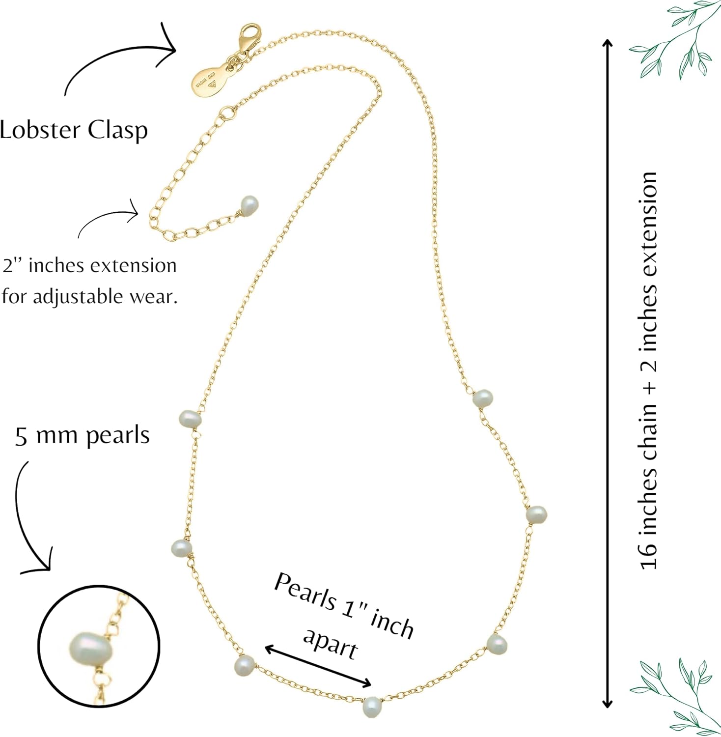 Pearl Necklaces for Women - Chunky & Dainty Real Freshwater Pearl Necklace with 18K Gold Vermeil Necklace for Women - Exquisite and Unique Gold Pearls Necklace Birthday Gifts for Women Mom - Image 3