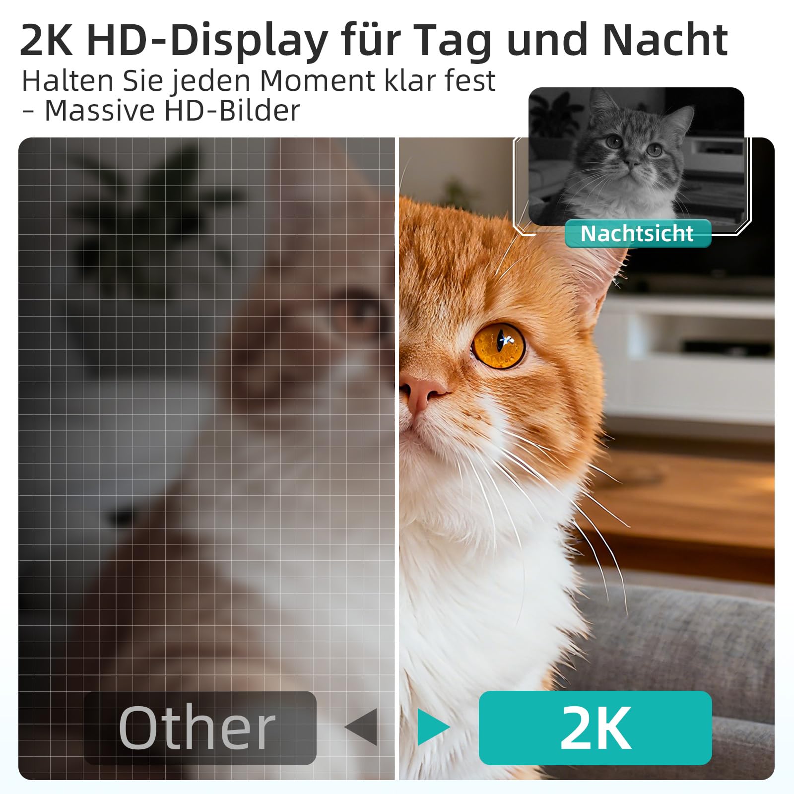 ASFSKY Katzen Kamera Pet Camera with App, Haustierkamera mit App Katzenkamera Heimtierkameras mit Auto-Tracking, Physische Abdeckung für Datenschutz, Bewegungsmelder, Nachtsicht, Audio