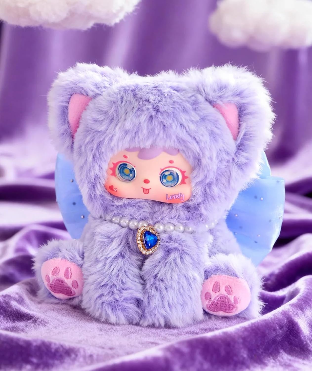 CALEMBOU Vinyl Plush Blind Box, Rainbow Cat Series Soft Stuffed Keychain Figure, Colorful Mood Collectible for Birthday Christmas, Random 1 Box