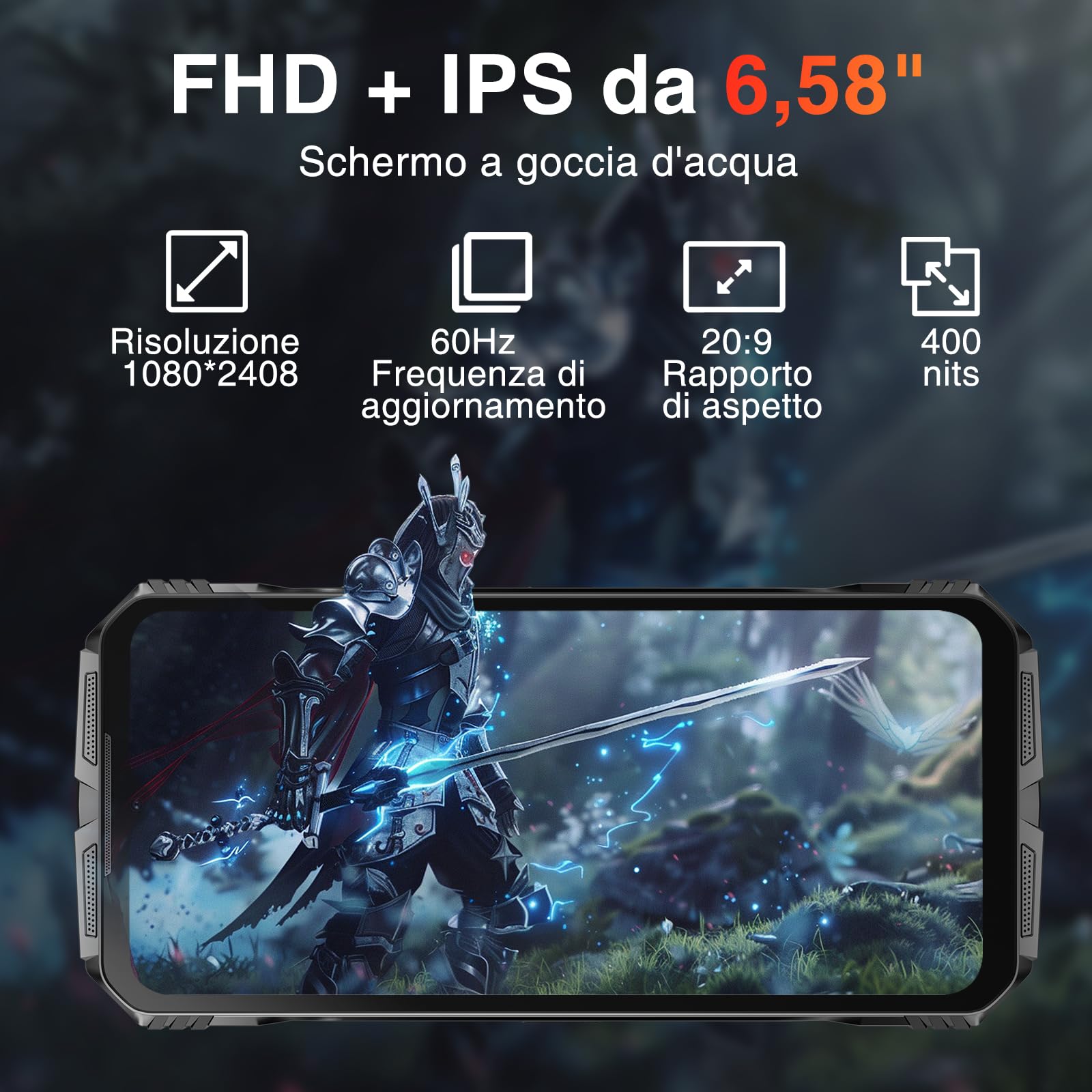 DOOGEE S cyber Rugged Smartphone(2024), 20GB RAM+256GB ROM, 10800mAh Android 14 Smartphone Indistruttibile, 6.58”FHD Telefono Rugged, 50MP+16MP Octa-Core Cellulare Rugged, Face ID/Fingerprint/NFC/GPS