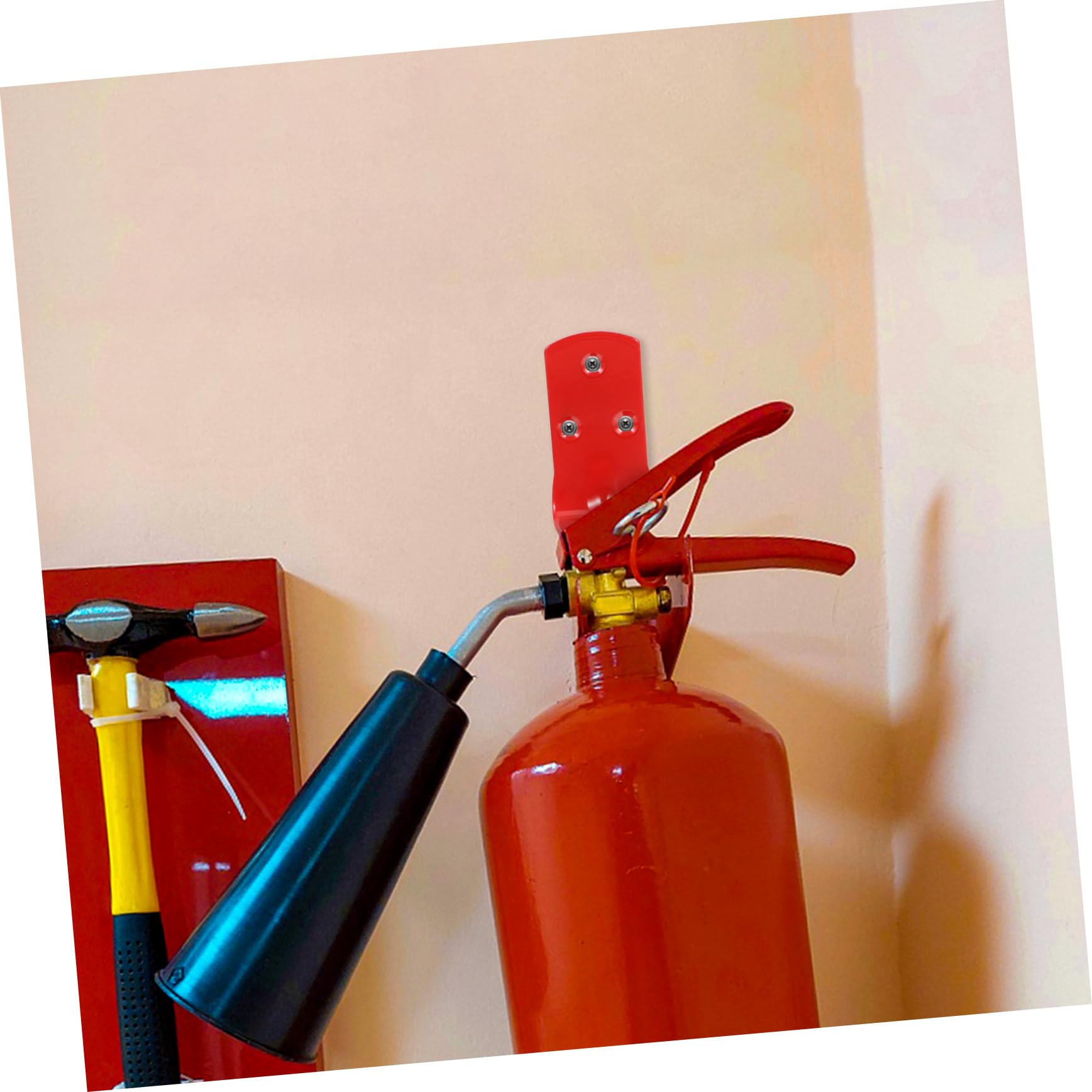 SHINEOFI Gancho Para Extintor De Incendios Pequeño Montado Cochera Gancho Extintor Sostiene Objetivo Muro Ganchos Para Extintores Titulares De Extintas Planchar Rojo 4 Piezas X 4