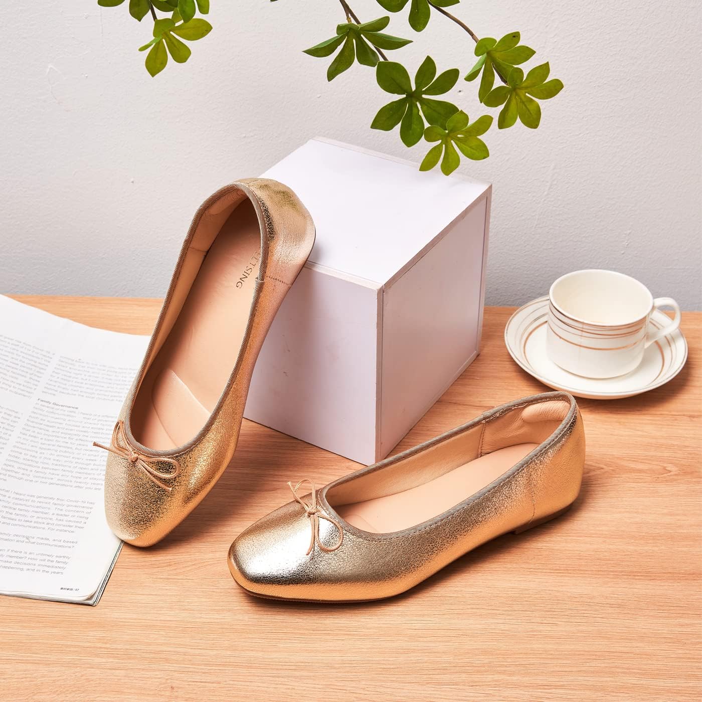 Women's Round Toe Ballet Flats Comfortable Bow Dressy Flats Shoes for Women