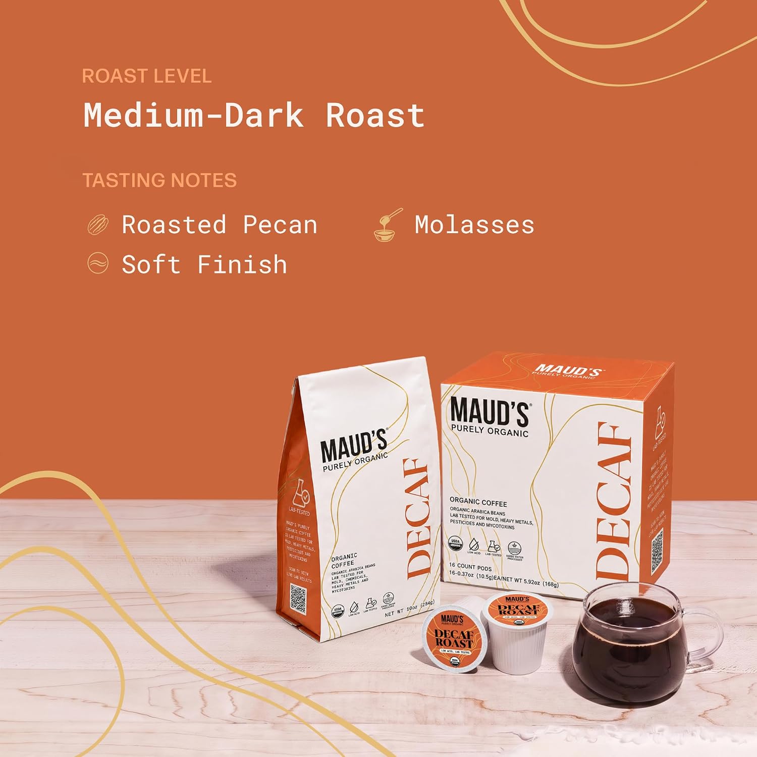  Organic Decaf Ground Coffee 10oz, Swiss Water, Low Acid, Lab Tested | Mold Free, Mycotoxin Free – 100% Arabica Coffee, USDA Organic thumbnail