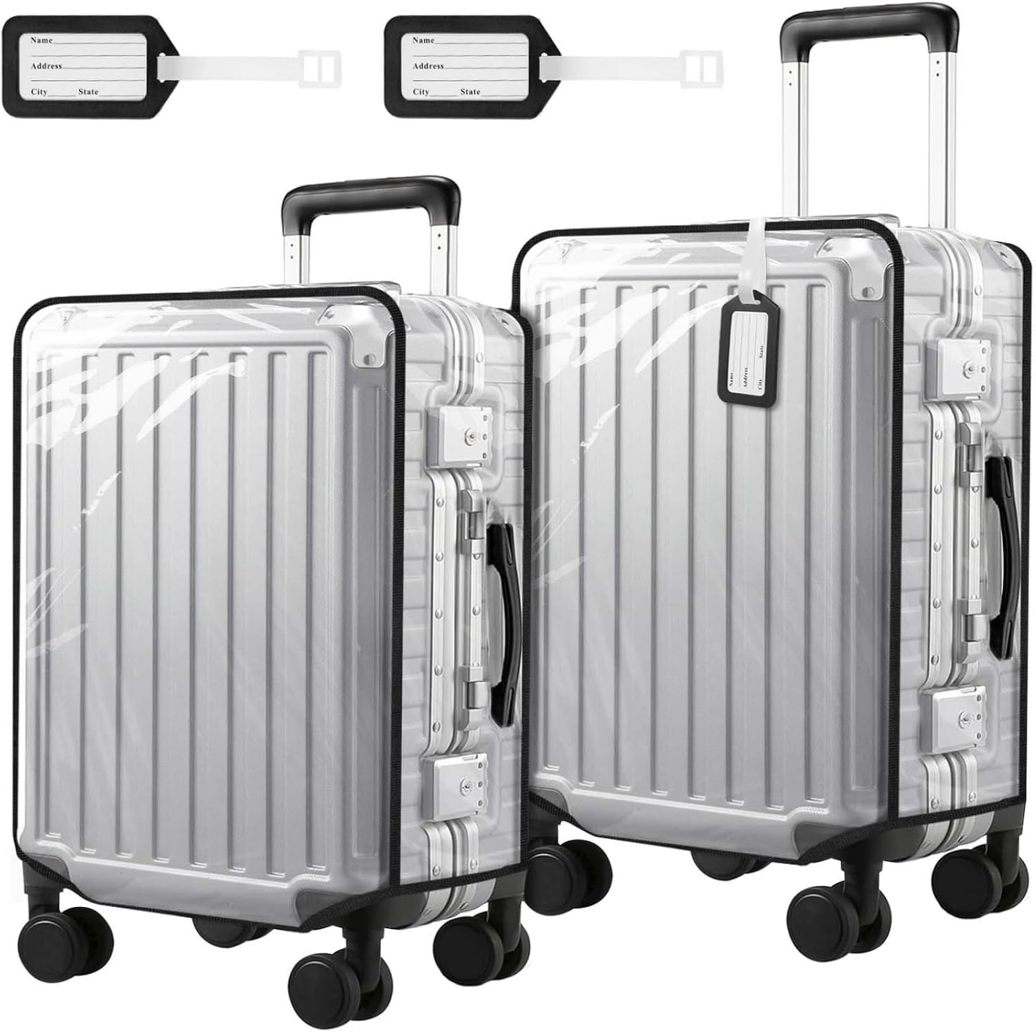 2 Pack 28 Inch Clear PVC Suitcase Cover Protectors Full Thicken Transparent Luggage Covers Sleeve Waterproof Dustproof Anti-scratch for Travel Wheeled Luggage
