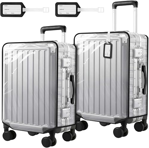 2Pack 20 Inch Clear PVC Suitcase Luggage Cover Protectors for Wheeled Luggage, Clear, 30 inches, Clear