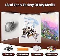 Vista 6 de TKOOFN Cuaderno de bocetos de 5.5 x 8.5 pulgadas, paquete de 5, 300 hojas superiores encuadernadas en espiral, blocs de dibujo (68 libras/100 gsm)