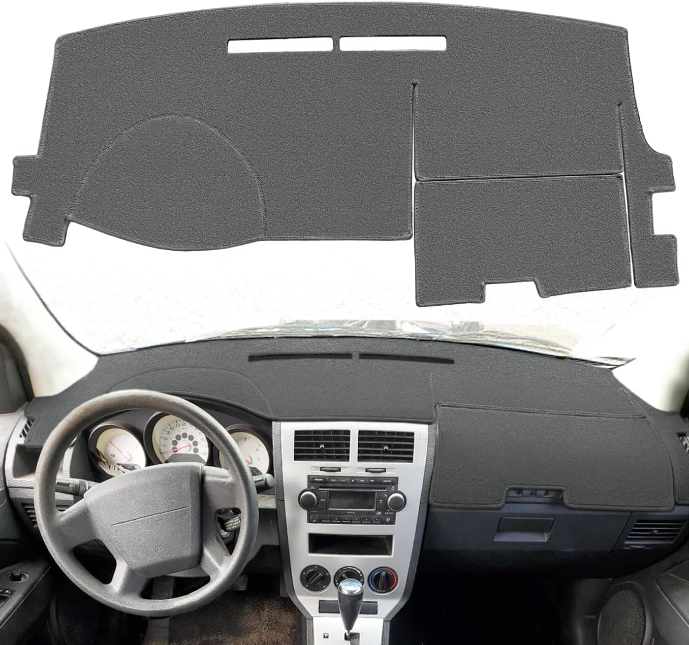 Dash Cover Mat Custom Fit for Dodge Caliber Without Speaker w/o Forward Collision Alert,Dashboard Pad Cap Carpet Protector K346 (Black)