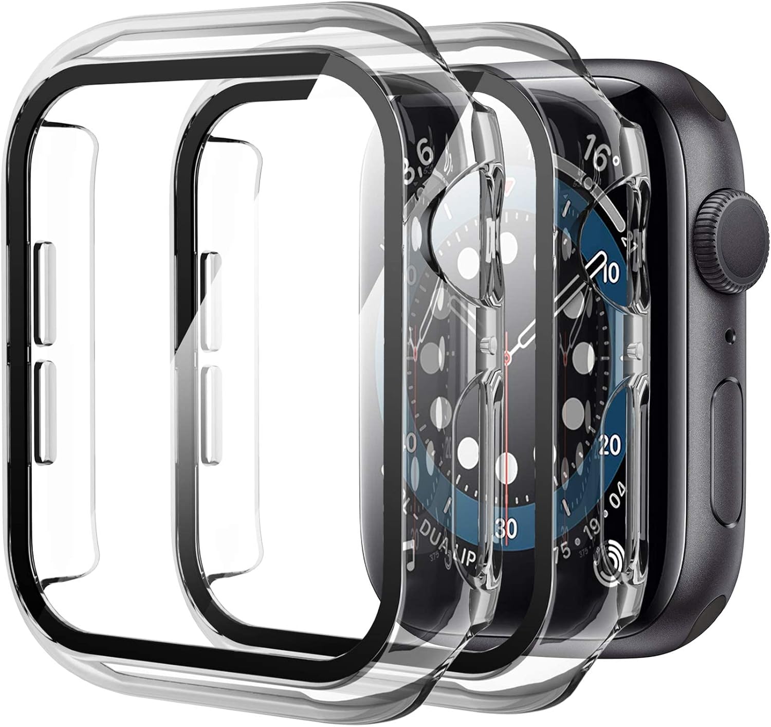 Suoman 2 Pack for Apple Watch Series 7 41mm Case, Tempered Glass Screen Protector Hard Shell Case, Full Coverage Case for Apple Watch Series 7 41mm PC Case - Clear