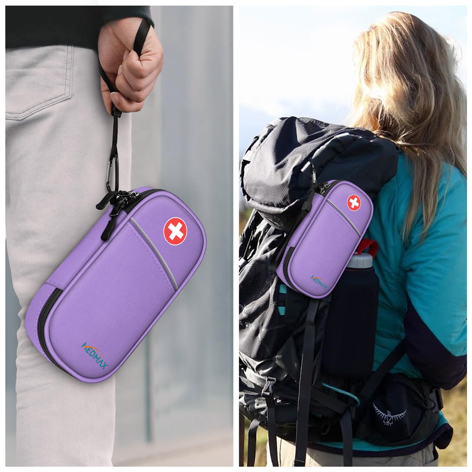 MEDMAX Enfriador Bolsa de Insulina 2 Paquetes de Hielo, Portátil Organizador de Medicamentos, Aislado Estuche para Bolígrafos de Insulina u Otros Suministros para Diabéticos, (Púrpura)