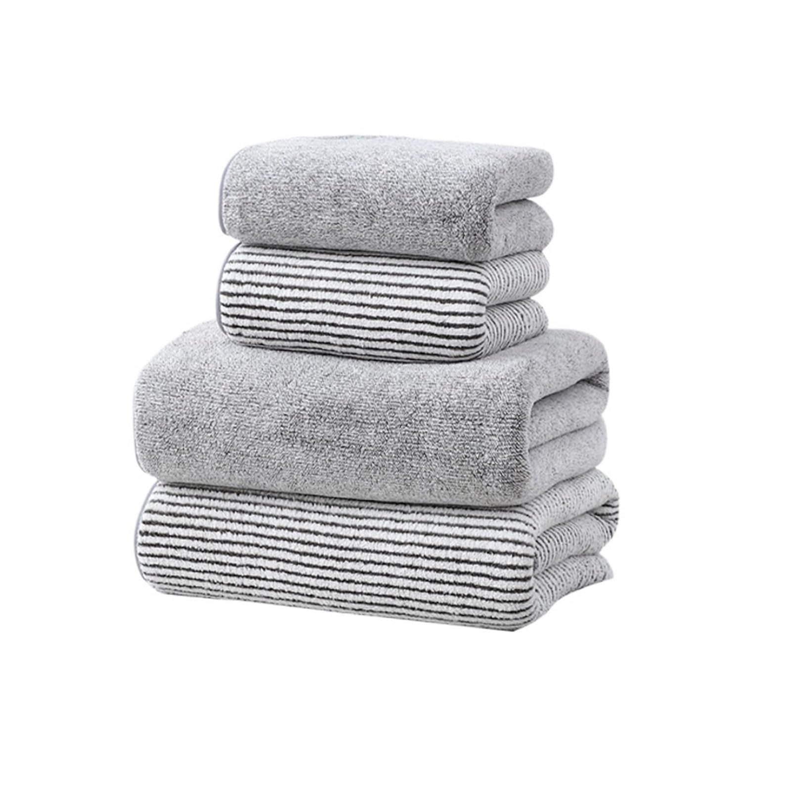 Conjunto de toallas de baño y mano absorbentes juego de 4 piezas gris Stripe Gray